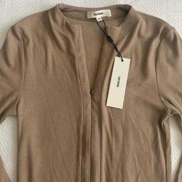 NWT💕 Joah Brown Invisible Zip Ribbed Long sleeve - Taupe XS/S - Picture 4 of 7